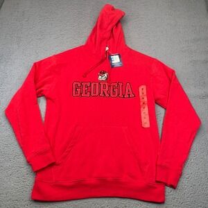 Georgia Bulldogs Hoodie Mens Medium Red Embroidered Logo Champion Pullover NCAA